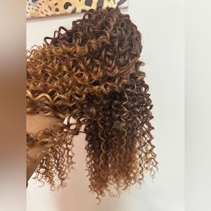 New Ombré Honey Blonde Synthetic Deep Curly Hair Bundles - Set of 7
